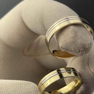 alianças em ouro 18k bicolor modelo elegância moderna
